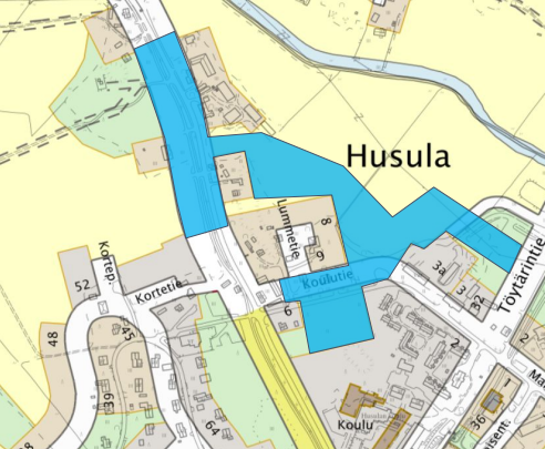 Husulan pohjatyöalueen karttakuva.